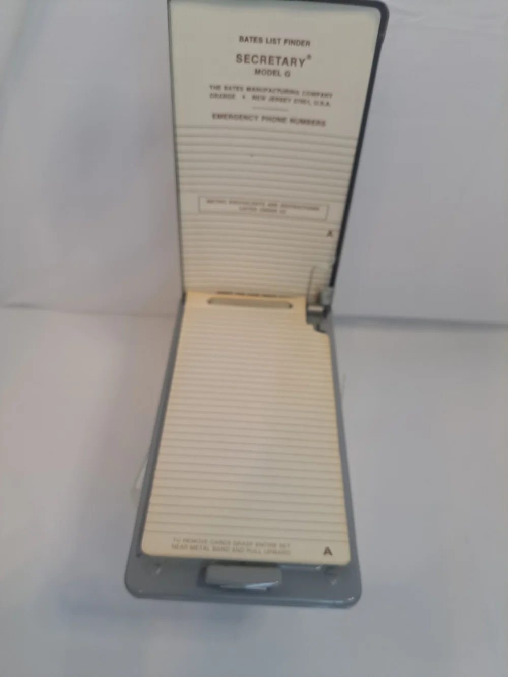 Bates List Finder Secretary Model G Phone Number Address Book Flip Up Metal BLUE